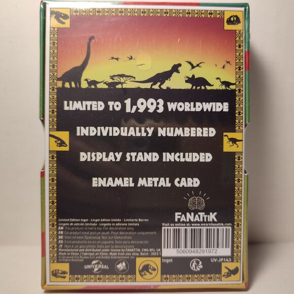 Jurassic Park T-Rex Feeding Show Ticket Vehicle ID Card & Mosquito In Amber Set - Picture 9 of 14